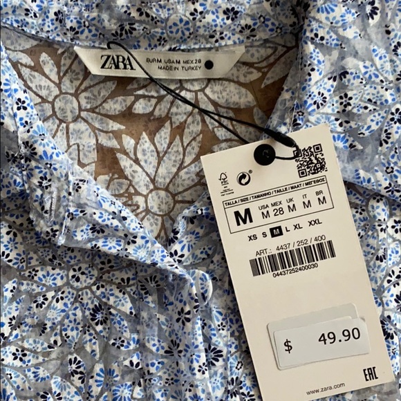Zara Tops Zara Floral Organza Button Down Blouse Poshmark